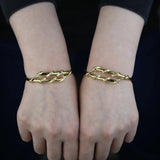 18K Plated Snake Shaped Bangles Bracelet Micro Pave CZ Cuff