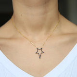 925 Silver CZ Star Pendant Necklace for Women