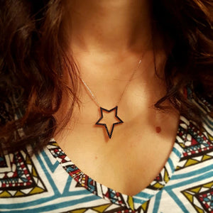 925 Silver CZ Star Pendant Necklace for Women