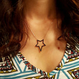 925 Silver CZ Star Pendant Necklace for Women