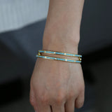 Delicate Turquoise 18K Plated Bangle Bracelet For Women CZ Jewelry