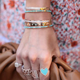 Delicate Turquoise 18K Plated Bangle Bracelet For Women CZ Jewelry