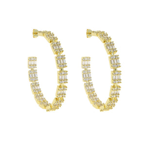 Micro Pave CZ Big Hoop Earrings 50mm for Party Wedding