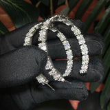 Micro Pave CZ Big Hoop Earrings 50mm for Party Wedding