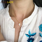 925 Silver CZ Paved Cross Pendant Necklace European Jewelry