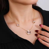 Dainty 5-Flower Charm Pendant Set Plated Flower Jewelry Gift