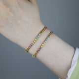 Rainbow CZ Tennis Chain Bracelet for Women Wedding Jewelry