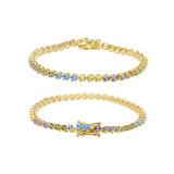 Rainbow CZ Tennis Chain Bracelet for Women Wedding Jewelry
