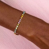Rainbow CZ Tennis Chain Bracelet for Women Wedding Jewelry