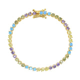 Rainbow CZ Tennis Chain Bracelet for Women Wedding Jewelry