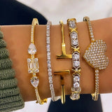 60mm Women Jewelry Micro Paved Cz Water Drop Rectangle Bangle Bracelet