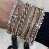 60mm Women Jewelry Micro Paved Cz Water Drop Rectangle Bangle Bracelet