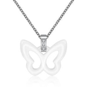 Sweet Butterfly Ceramic Zircon Necklace Austrian Crystal Fine Jewelry