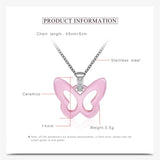 Sweet Butterfly Ceramic Zircon Necklace Austrian Crystal Fine Jewelry