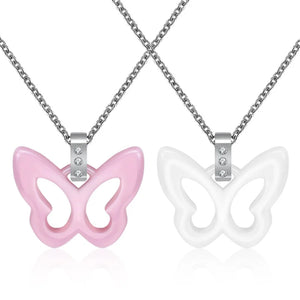 Sweet Butterfly Ceramic Zircon Necklace Austrian Crystal Fine Jewelry