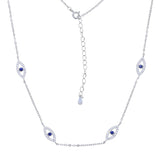 Micro Pave CZ Evil Eye Charm 925 Silver Necklace