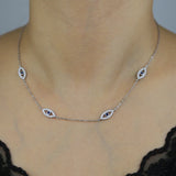 Micro Pave CZ Evil Eye Charm 925 Silver Necklace