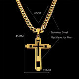Hip Hop Cross Stainless Steel Chain Necklace Long Pendant Jewelry N6055S05