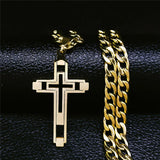 Hip Hop Cross Stainless Steel Chain Necklace Long Pendant Jewelry N6055S05