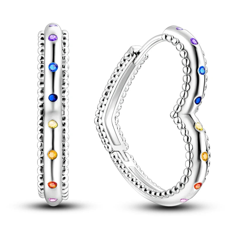 925 Silver Butterfly Heart Hoop Earrings