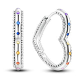 925 Silver Butterfly Heart Hoop Earrings