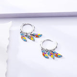 925 Silver Pave U Shape Star Moon Hoop Earrings