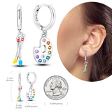 925 Silver Sparkling Pave U Shape Star Moon Earrings