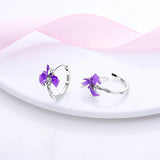925 Silver Pave U Shape Star Moon Hoop Earrings