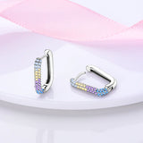 925 Silver Sparkling Pave U Shape Star Moon Earrings
