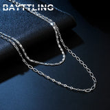 925 Sterling Silver 2 Layer Side Chain Necklace For Women Party Gift