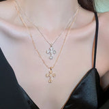 Gothic Punk Style Cross Necklace 14K Pattern Carving Chain Jewelry
