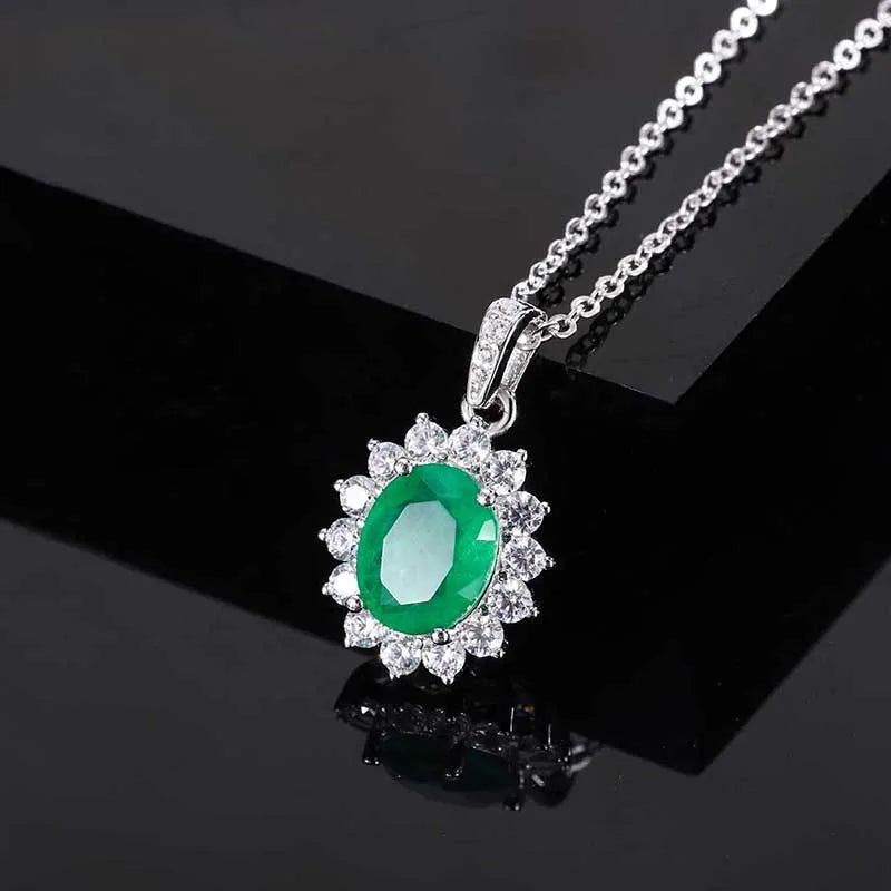 S925 Silver Jewelry Set Colorful Pigeon Egg Pendant 8 * 10