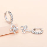 S925 Sterling Silver Four Leaf Clover Zircon Earrings Wedding Gift