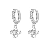 S925 Sterling Silver Four Leaf Clover Zircon Earrings Wedding Gift