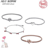925 Sterling Silver Pan Bracelet for Women with Crystal Charms