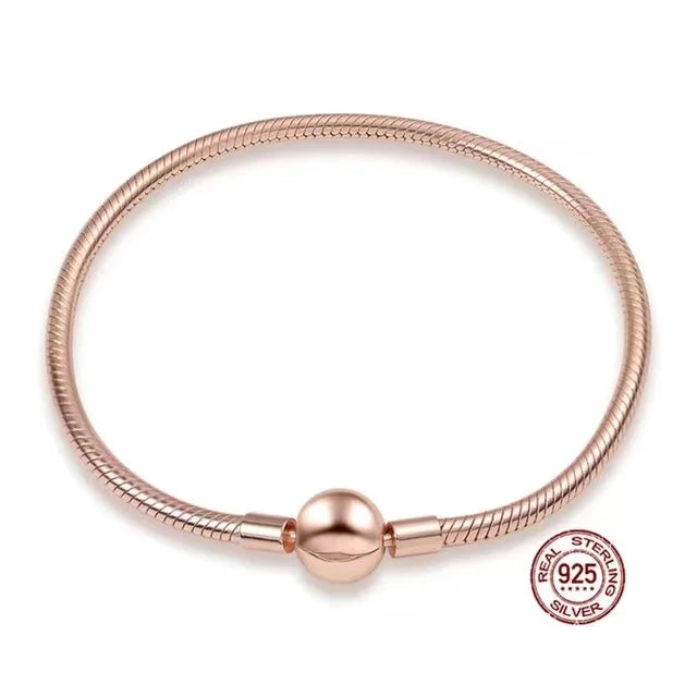 Silver Eternity Rose Chain Bracelet for Charm DIY Jewelry
