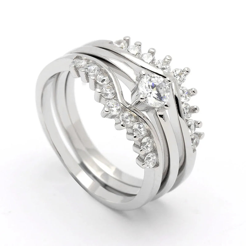 3 Piece Ring Set Flower Crystal Bohemian Midi Finger Jewelry