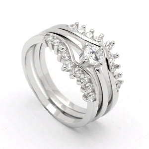 3 Piece Ring Set Flower Crystal Bohemian Midi Finger Jewelry