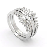 3 Piece Ring Set Flower Crystal Bohemian Midi Finger Jewelry