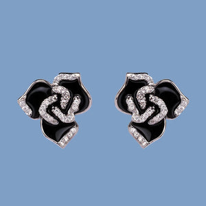 925 Silver Flower Pendant Earrings Enamel Women's Jewelry