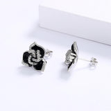 925 Silver Flower Pendant Earrings Enamel Women's Jewelry