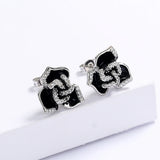 925 Silver Flower Pendant Earrings Enamel Women's Jewelry