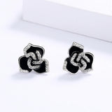 925 Silver Flower Pendant Earrings Enamel Women's Jewelry