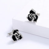 925 Silver Flower Pendant Earrings Enamel Women's Jewelry
