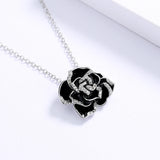 Enamel Flower Pendant 925 Silver Necklace for Women