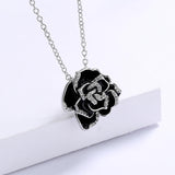 Enamel Flower Pendant 925 Silver Necklace for Women