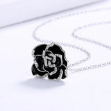 Enamel Flower Pendant 925 Silver Necklace for Women