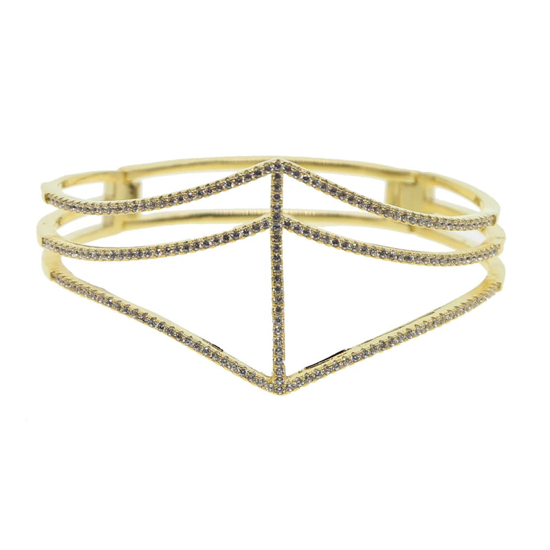 Gold/Rose Cz Crystal Bracelet Female Adjustable Bling Cz Bangle