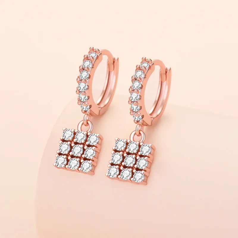 S925 Silver Zircon Drop Earrings Wedding Jewelry