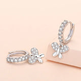 S925 Sterling Silver Mini Butterfly Zircon Drop Earrings for Women